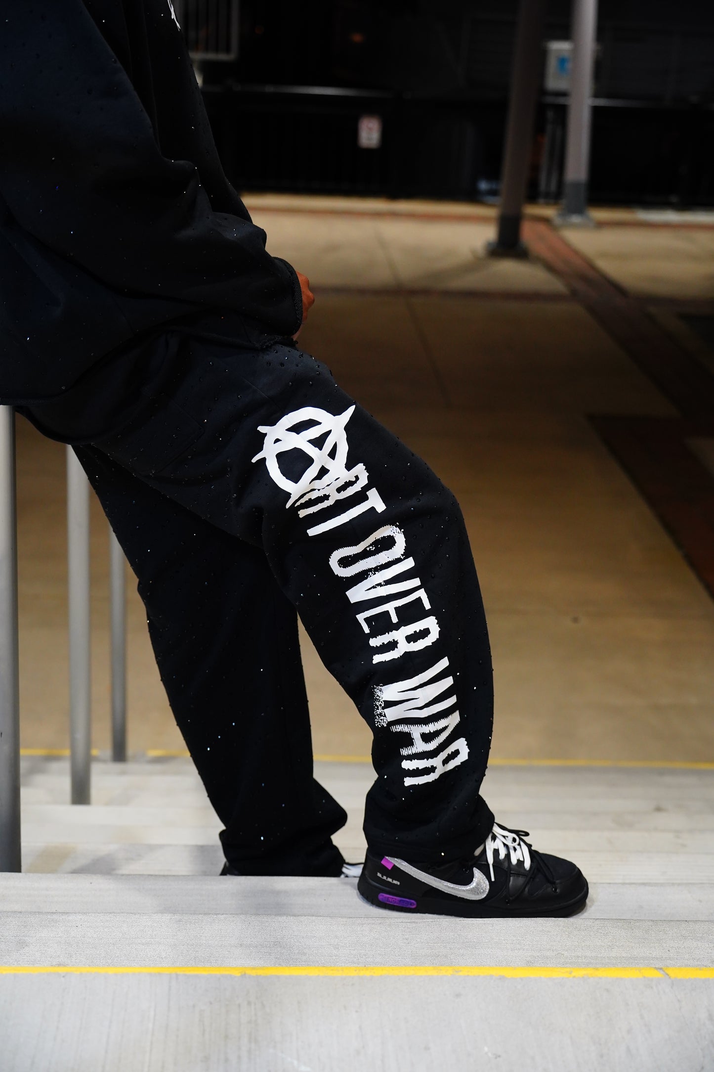 Fuck War Rhinestone Sweatpants
